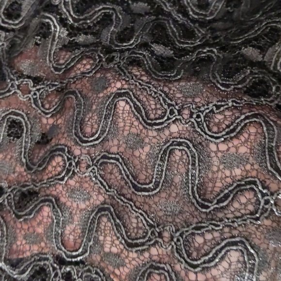 Luxury Marina Rinaldi Silver Metallic Embroidered Black Lined Tunic Tee Size XL - Picture 8 of 12